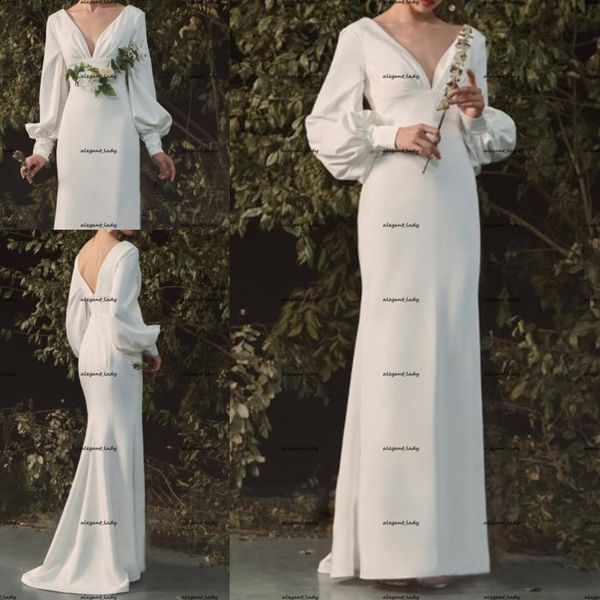 modest crepe bohemian wedding dresses 2022 long sleeve v-neck matte stain mermaid country beach bridal reception party dress robes, White
modest crepe bohemian wedding dresses 2022 long sleeve v-neck matte stain mermaid country beach bridal reception party dress robes, White