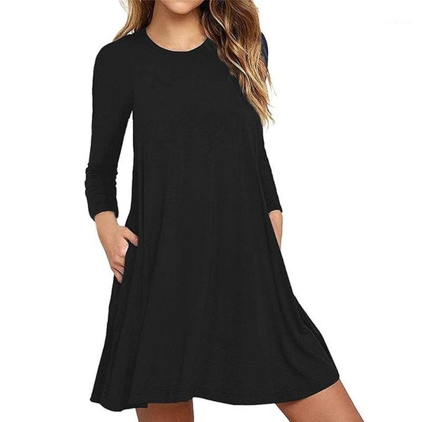 women dress casual long sleeve o-neck solid color swing loose t-shirt with pocket mini robe femme #2d30 dresses, Black;gray
women dress casual long sleeve o-neck solid color swing loose t-shirt with pocket mini robe femme #2d30 dresses, Black;gray