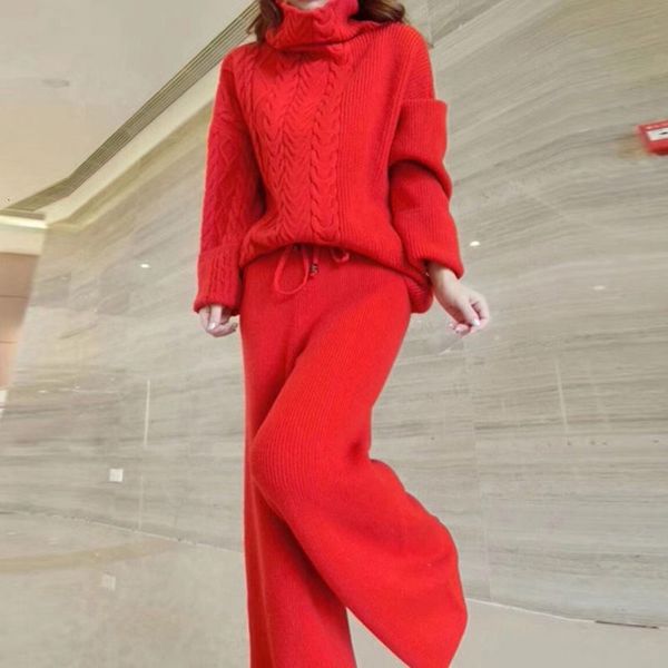 pant women's winter suits knit casual knitting ensemble thicken turtleneck sweater and baggy pants 2 woman's garments fbta, White
pant women's winter suits knit casual knitting ensemble thicken turtleneck sweater and baggy pants 2 woman's garments fbta, White