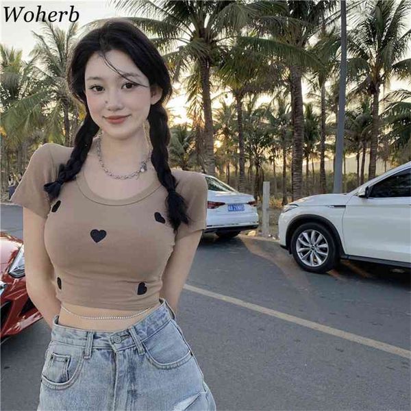 short-sleeved t-shirt women summer o neck high waist slim fit crop casual sweet cute white fashion tshirts 210519
short-sleeved t-shirt women summer o neck high waist slim fit crop casual sweet cute white fashion tshirts 210519