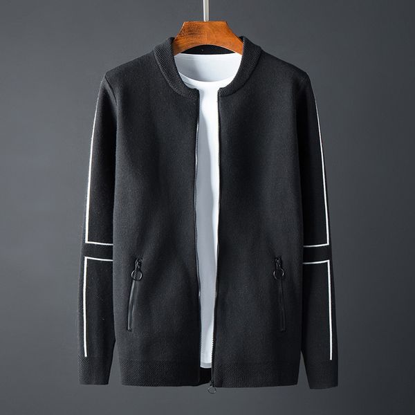 sweaters knit 2021 autumn men's cardigan sweater youth shirt fashion slim fit casual coat men, White;black
