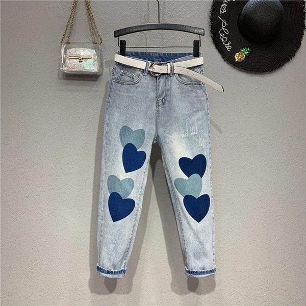 no belt nice spring womens jean summer denim hearts print capris feminino bf pants trousers nz79, Blue
no belt nice spring womens jean summer denim hearts print capris feminino bf pants trousers nz79, Blue