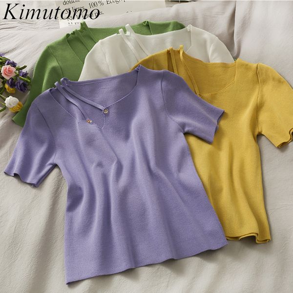 kimutomo chic short sleeve t-shirt girls korean style spring summer female v-neck solid slim all-matching knitting 210521, White
kimutomo chic short sleeve t-shirt girls korean style spring summer female v-neck solid slim all-matching knitting 210521, White