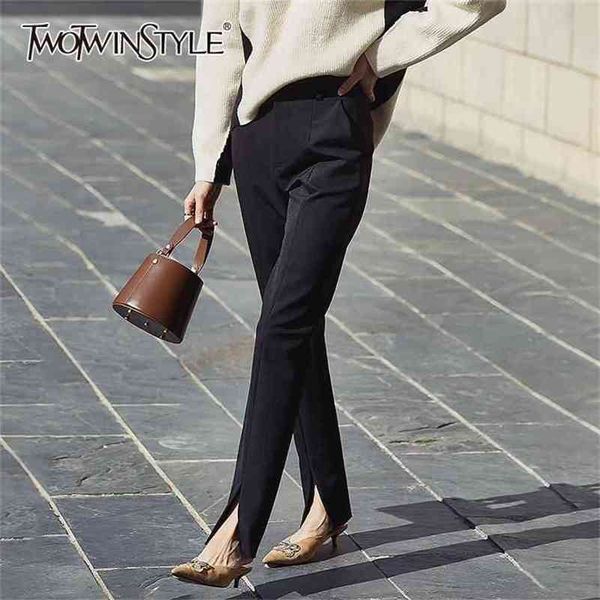 casual full length pant women high waist pleated slim split pencil pants for female clothes spring fashion 210521, Black;white
casual full length pant women high waist pleated slim split pencil pants for female clothes spring fashion 210521, Black;white
