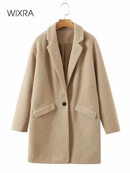 women's wool & blends wixra straight overcoat solid notched single button khaki preppy style female long autumn winter outerwear, Black
women's wool & blends wixra straight overcoat solid notched single button khaki preppy style female long autumn winter outerwear, Black