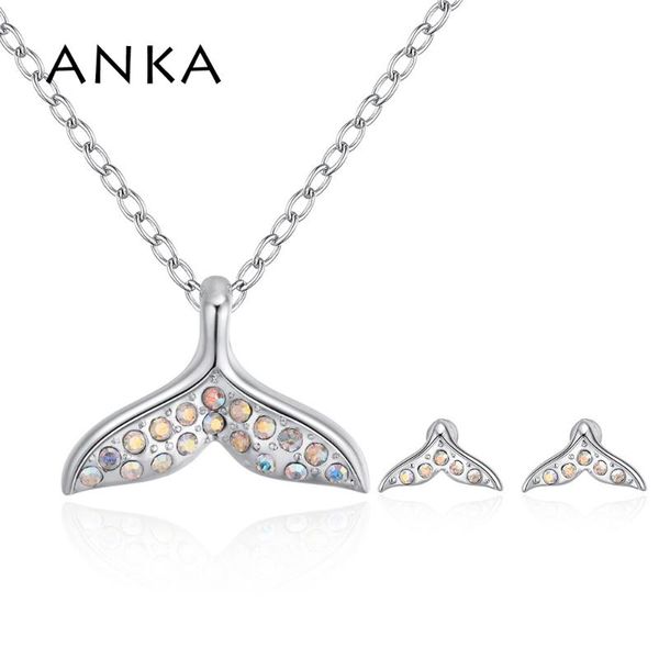 earrings & necklace anka fashion jewelry sets fish tail pendant set with czech crystal valentine's day gift for women #133582, Silver
earrings & necklace anka fashion jewelry sets fish tail pendant set with czech crystal valentine's day gift for women #133582, Silver
