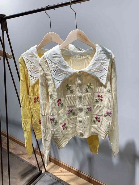 early autumn new embroidered sweater small fresh loose wisp empty lapel knitted cardigan girlish blouse, White
early autumn new embroidered sweater small fresh loose wisp empty lapel knitted cardigan girlish blouse, White