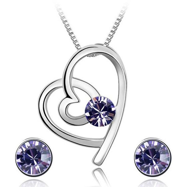 earrings & necklace classic heart shaped mecklace stud jewelry set austrian crystal pendant and ear sets for women, Silver
earrings & necklace classic heart shaped mecklace stud jewelry set austrian crystal pendant and ear sets for women, Silver