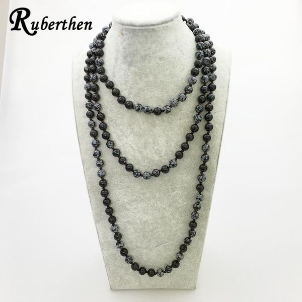 ruberthen trendy women necklace handmade long knotted snowflake stone boho style chains, Silver
ruberthen trendy women necklace handmade long knotted snowflake stone boho style chains, Silver