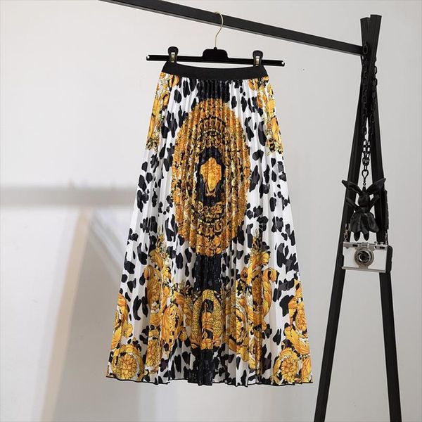 summer fashion brand print pleated women skirt high waist elastic midi long girls party rok jupe femme a line, Black
summer fashion brand print pleated women skirt high waist elastic midi long girls party rok jupe femme a line, Black