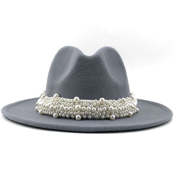 wool jazz fedora hats casual men women leather pearl ribbon felt hat white pink yellow panama trilby formal party cap 58-61cm, Blue;gray
wool jazz fedora hats casual men women leather pearl ribbon felt hat white pink yellow panama trilby formal party cap 58-61cm, Blue;gray