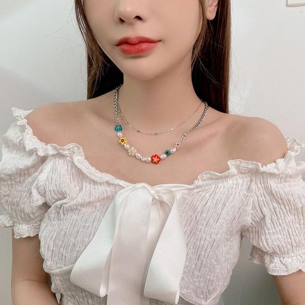 chains vintage design colorful flowers pendant necklace fresh water pearls two layer for women jewelry, Silver
chains vintage design colorful flowers pendant necklace fresh water pearls two layer for women jewelry, Silver
