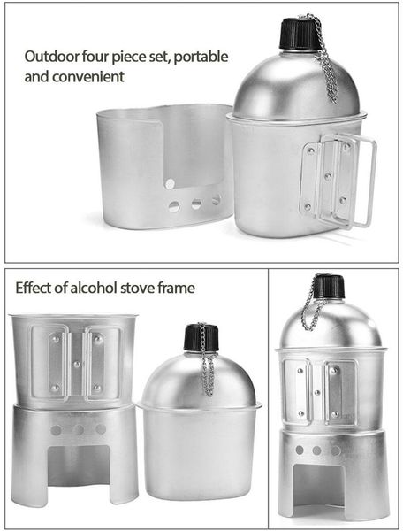 water bottle military kettle aluminum canteen lunch box drinking alcohol stove set with storage bag for outdoor hiking camping
water bottle military kettle aluminum canteen lunch box drinking alcohol stove set with storage bag for outdoor hiking camping