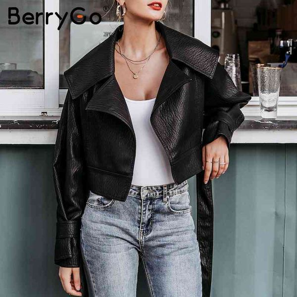 berrygo faux pu leather women jacket coat v-neck bow tie motorcycle ladies outwear bandage high street female black 210513
berrygo faux pu leather women jacket coat v-neck bow tie motorcycle ladies outwear bandage high street female black 210513