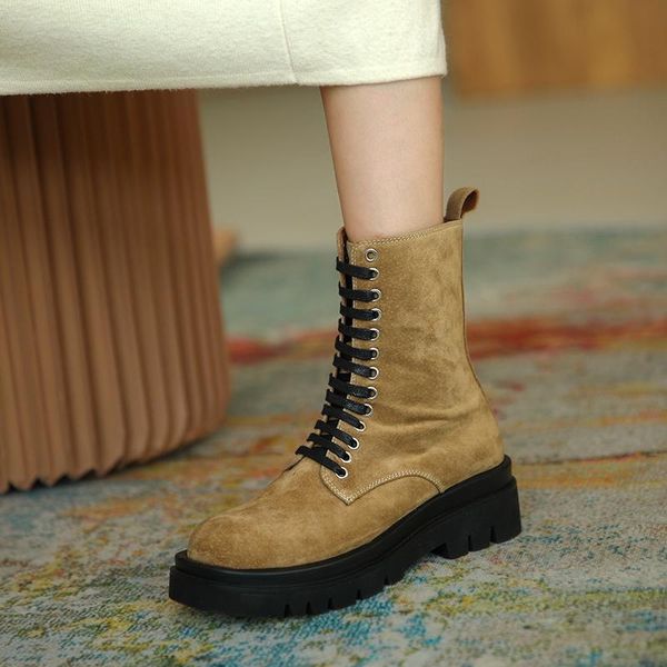 boots real leather suede platform high heel lady ankle women shoes zip cross tied block heels short autumn winter, Black
boots real leather suede platform high heel lady ankle women shoes zip cross tied block heels short autumn winter, Black
