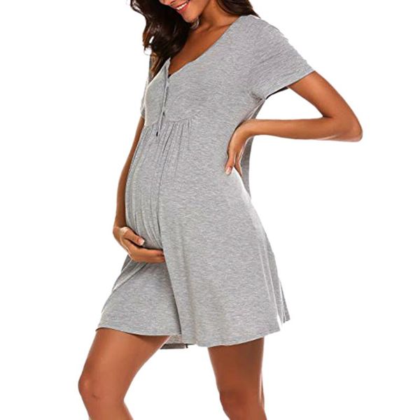 maternity dresses fashion summer pregnancy clothes o-neck solid buttons short sleeve pregnant woman dress e1, White
maternity dresses fashion summer pregnancy clothes o-neck solid buttons short sleeve pregnant woman dress e1, White
