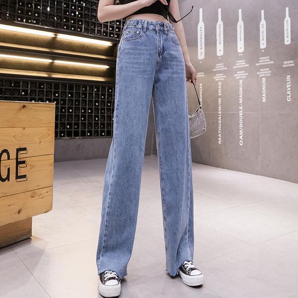 women's jeans houthion high waist women's denim fashion summer solid color wide leg pocket korean casual thin pants, Blue
women's jeans houthion high waist women's denim fashion summer solid color wide leg pocket korean casual thin pants, Blue