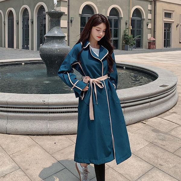 women's trench coats vintage color matching lace up mid-length loose thin coat women plus sashes spring fall korean casual female windb, Tan;black
women's trench coats vintage color matching lace up mid-length loose thin coat women plus sashes spring fall korean casual female windb, Tan;black