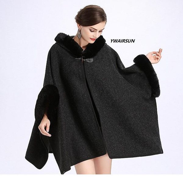scarves ywairsun femmewinterwarm plus size women's wool cardigan imitation fur cape fashion solid poncho with sleeves hat mujer, Blue;gray
scarves ywairsun femmewinterwarm plus size women's wool cardigan imitation fur cape fashion solid poncho with sleeves hat mujer, Blue;gray