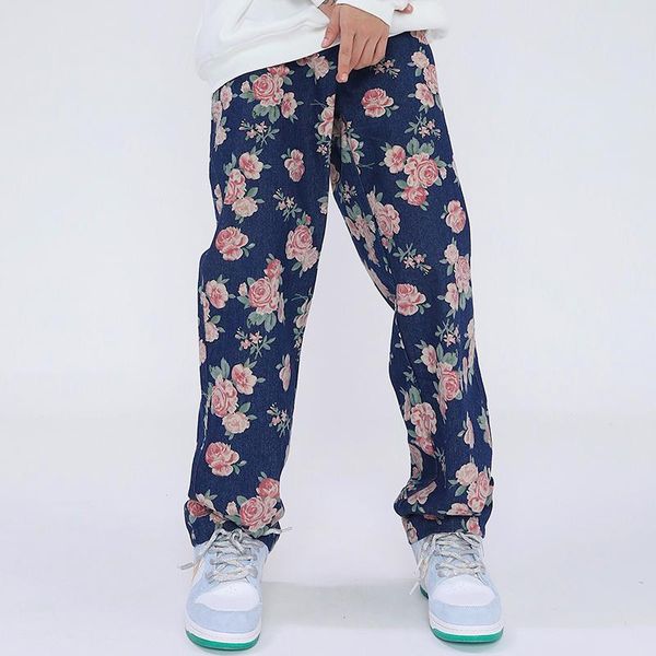 men's jeans harajuku full rose print ripped men and women vibe style streetwear oversized loose denim trousers straight jean pants, Blue
men's jeans harajuku full rose print ripped men and women vibe style streetwear oversized loose denim trousers straight jean pants, Blue