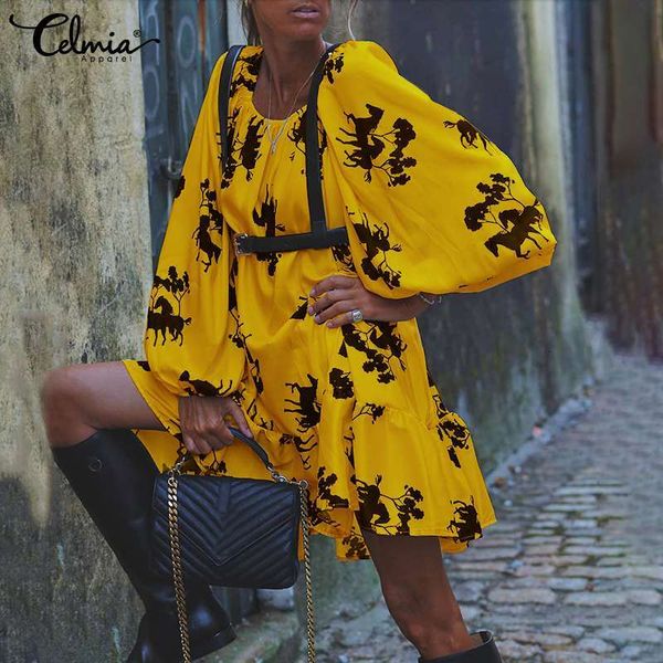 dresses celmia women elastic round neck lantern sleeve mini dresses fashion chic printed short dress ruffles pleated party vestido, Black;gray
dresses celmia women elastic round neck lantern sleeve mini dresses fashion chic printed short dress ruffles pleated party vestido, Black;gray