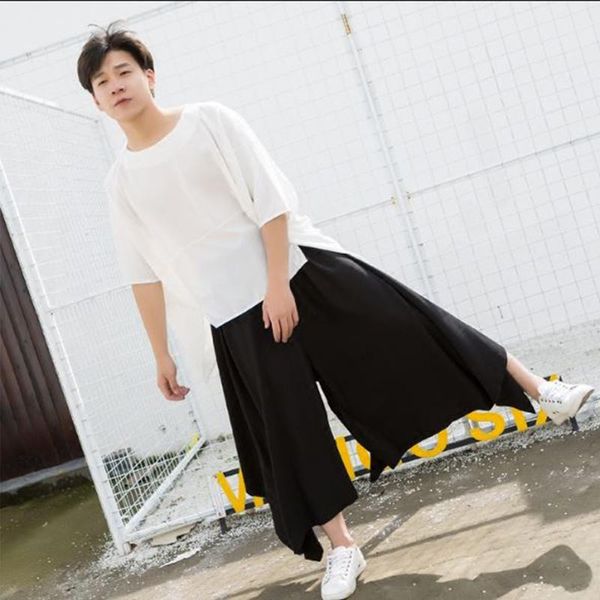 summer dark japanese super wide leg pants flare tide men's skirt nine casual hip hop retro harajuku fashion, Black
summer dark japanese super wide leg pants flare tide men's skirt nine casual hip hop retro harajuku fashion, Black