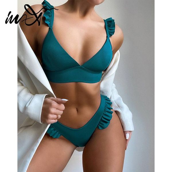women's swimwear in-x bandage bikini set ribbed female ruffle swimming suit elegant swimsuit women sports bathing beach wear 2021, White;black
women's swimwear in-x bandage bikini set ribbed female ruffle swimming suit elegant swimsuit women sports bathing beach wear 2021, White;black