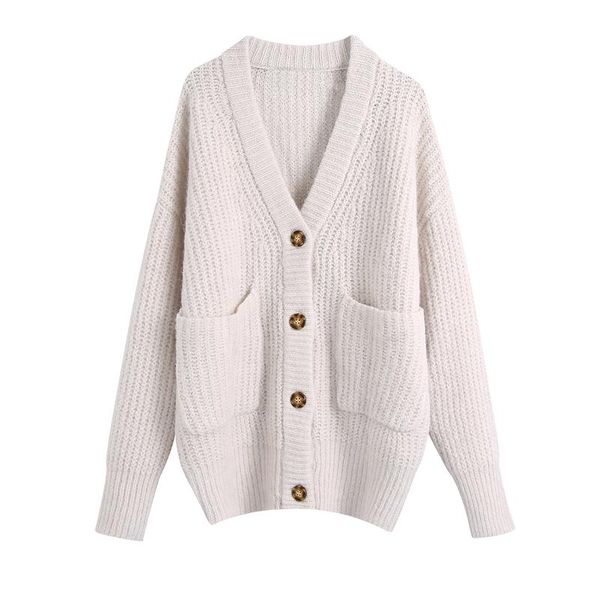 women's knits & tees women 2021 fashion knit cardigan with pockets sweater loose vintage v-neck long sleeve female button-up outerwear, White
women's knits & tees women 2021 fashion knit cardigan with pockets sweater loose vintage v-neck long sleeve female button-up outerwear, White