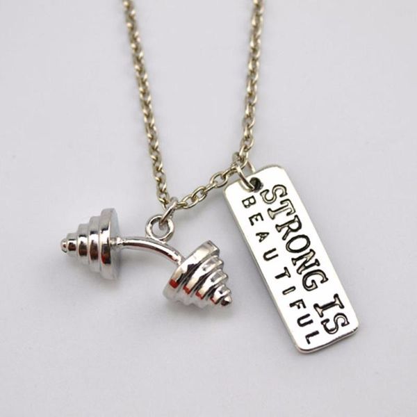 drop fitness jewelry dumbbell barbell with strong is beautiful i choose strength can weightlifting gym chain necklace pendant necklaces, Silver
drop fitness jewelry dumbbell barbell with strong is beautiful i choose strength can weightlifting gym chain necklace pendant necklaces, Silver