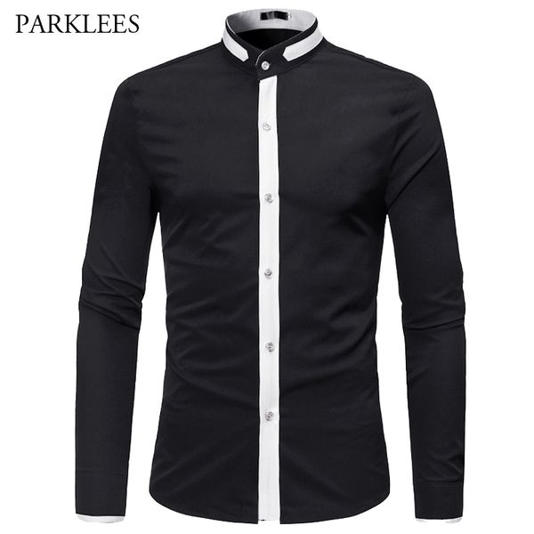 spring and summer splice shirt fashion men's long-sleeved slim fit shirt patchwork business casual camisa masculina homme 210524, White;black
spring and summer splice shirt fashion men's long-sleeved slim fit shirt patchwork business casual camisa masculina homme 210524, White;black