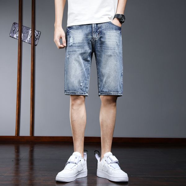 men's denim shorts summer thin section pants loose straight leg breathable fashion five-point, Blue
men's denim shorts summer thin section pants loose straight leg breathable fashion five-point, Blue