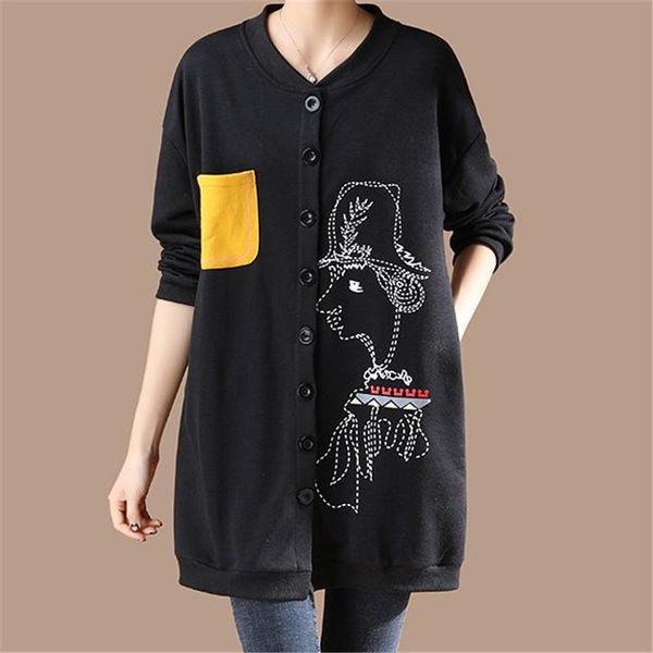 women's hoodies & sweatshirts spring and autumn art cartoon character head hoodie cotton coat. large size medium long matching color po, Black
women's hoodies & sweatshirts spring and autumn art cartoon character head hoodie cotton coat. large size medium long matching color po, Black