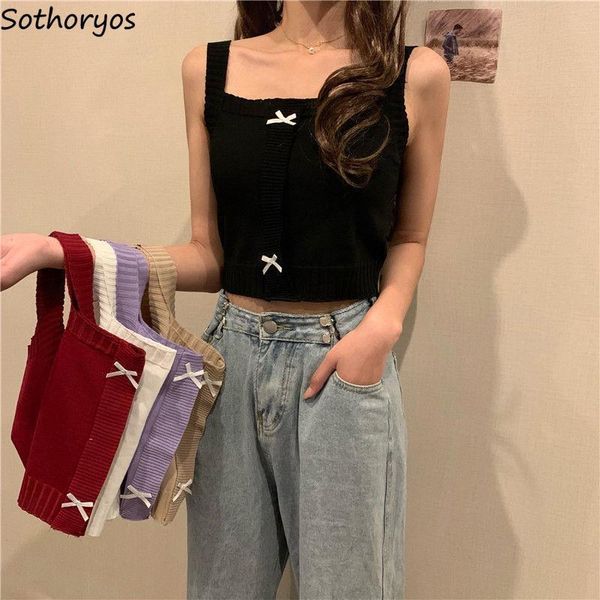 women's tanks & camis summer women cute slim knitted bow short for ladies temperament korean retro stylish simple solid all-match trend, White
women's tanks & camis summer women cute slim knitted bow short for ladies temperament korean retro stylish simple solid all-match trend, White