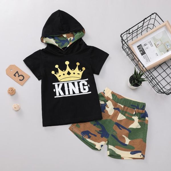clothing sets fashionable little boys outfit summer toddlers crown letter pattern short sleeve hooded t-shirt + camouflage shorts set, White
clothing sets fashionable little boys outfit summer toddlers crown letter pattern short sleeve hooded t-shirt + camouflage shorts set, White