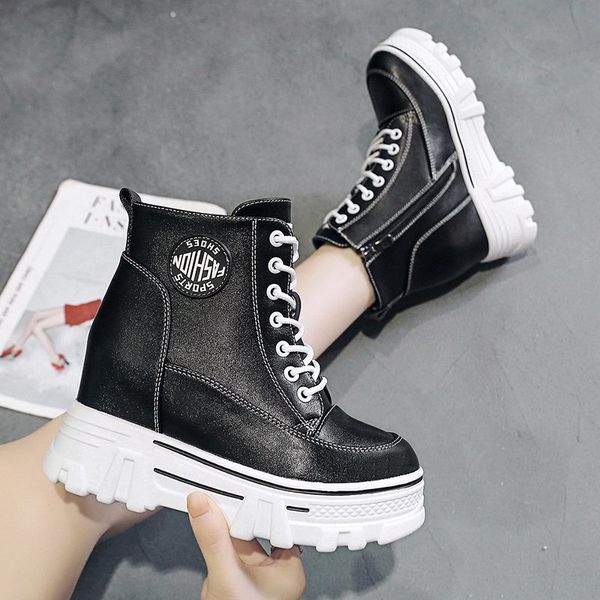 Woman Autumn Thick Sole Leather Sneakers Women Ankle Boots Platform Winter Boots Ulzzang 8.5cm Height Increasing Wedges Shoes, White
Woman Autumn Thick Sole Leather Sneakers Women Ankle Boots Platform Winter Boots Ulzzang 8.5cm Height Increasing Wedges Shoes, White