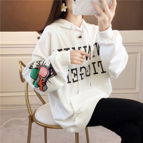 2021 korean ins fashion loose large size spring and autumn thin pocket print hoodie women's sweater, Black
2021 korean ins fashion loose large size spring and autumn thin pocket print hoodie women's sweater, Black