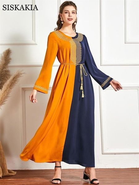 siskakia plus size maxi dress for women fall 2021 elegant contrast color ethnic embroidery long sleeve dubai arabic qtar clothes casual dres, Black;gray
siskakia plus size maxi dress for women fall 2021 elegant contrast color ethnic embroidery long sleeve dubai arabic qtar clothes casual dres, Black;gray