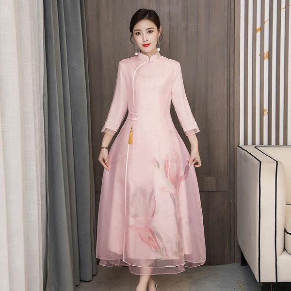 ethnic clothing traditional chinese cheongsam flower printed a-line waist dress spring summer chiffo woman evening party qipao, Red
ethnic clothing traditional chinese cheongsam flower printed a-line waist dress spring summer chiffo woman evening party qipao, Red
