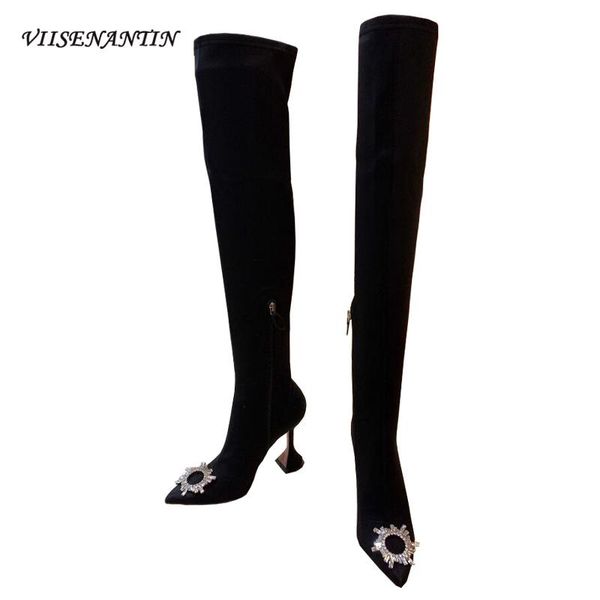boots autumn winter fashion pointed toe socks rhinestone sun flower crystal decoration thin high heel solid women shoes, Black
boots autumn winter fashion pointed toe socks rhinestone sun flower crystal decoration thin high heel solid women shoes, Black
