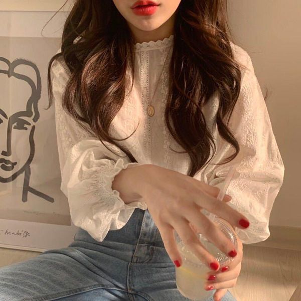 women's blouses & shirts korean style elegant women lantern sleeves o neck lace white floral print vintage casual sweet femme modis
women's blouses & shirts korean style elegant women lantern sleeves o neck lace white floral print vintage casual sweet femme modis
