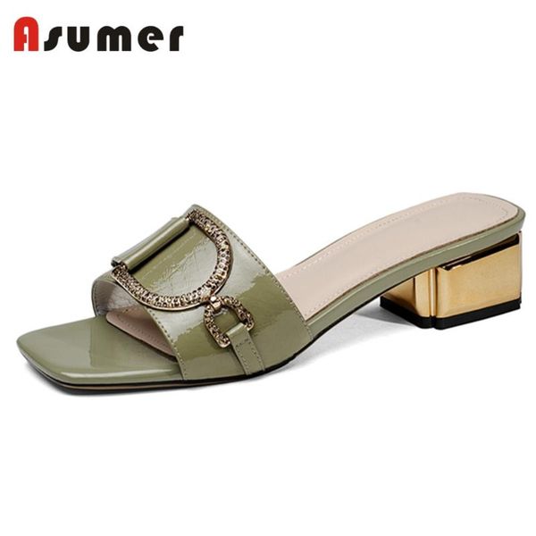 dress shoes asumer 2021 fashion genuine leather sandals metal decoration rhinstone mules summer square med heels party, Black
dress shoes asumer 2021 fashion genuine leather sandals metal decoration rhinstone mules summer square med heels party, Black
