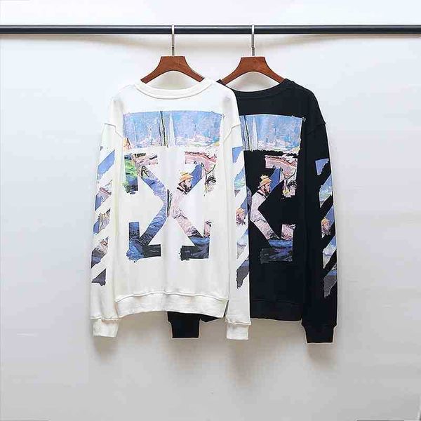 off oil painting round neck sweater ow european version large size loose men's and women's couple pullover sweater terry coat, Black
off oil painting round neck sweater ow european version large size loose men's and women's couple pullover sweater terry coat, Black