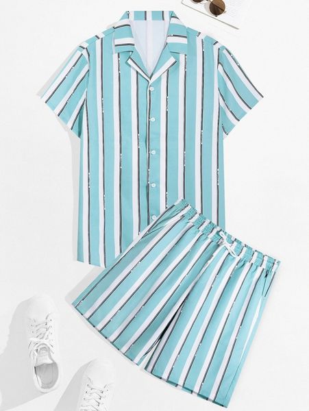men random striped and letter graphic shirt & drawstring waist shorts d9h2#, Gray
men random striped and letter graphic shirt & drawstring waist shorts d9h2#, Gray