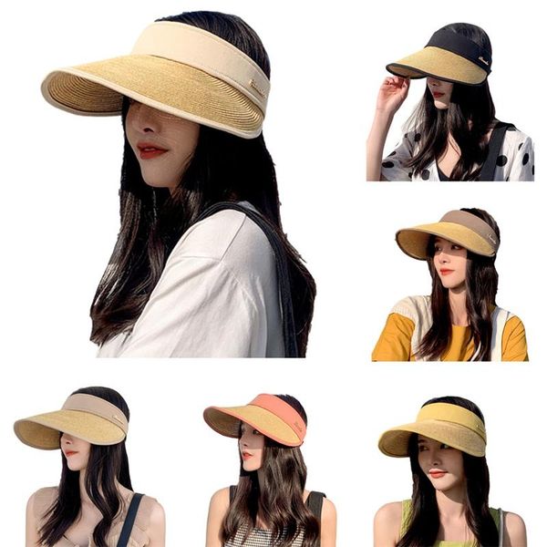 wide brim hats 2021 women's sun handmade straw visor caps parent-child summer hat empty beach, Blue;gray
wide brim hats 2021 women's sun handmade straw visor caps parent-child summer hat empty beach, Blue;gray