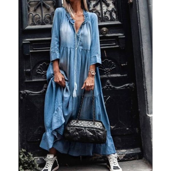 casual dresses lugentolo blue jean dress women washed thin three quarter sleeve loose big swing high waist v-neck solid summer, Black;gray
casual dresses lugentolo blue jean dress women washed thin three quarter sleeve loose big swing high waist v-neck solid summer, Black;gray