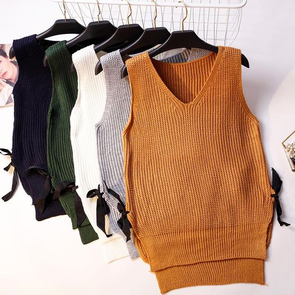 women's sweaters women knitted vest coat autumn winter v neck bow loose pullovers sweater waistcoat sleeveless jacket female rh1520, White;black
women's sweaters women knitted vest coat autumn winter v neck bow loose pullovers sweater waistcoat sleeveless jacket female rh1520, White;black