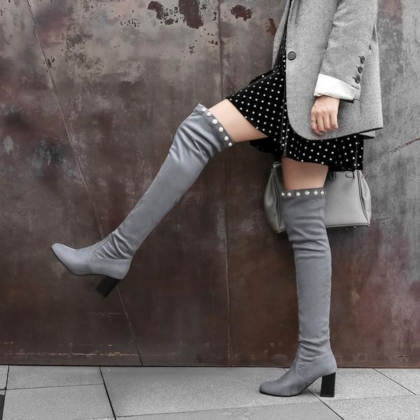 boots big size women long woman over the knee boot pearl decoration pure color coarse heel, Black
boots big size women long woman over the knee boot pearl decoration pure color coarse heel, Black