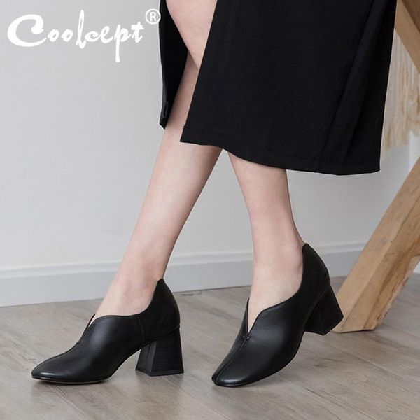dress shoes coolcept slip on real leather women pumps solid color square heel outdoor office lady casual footwear size 34-41, Black
dress shoes coolcept slip on real leather women pumps solid color square heel outdoor office lady casual footwear size 34-41, Black