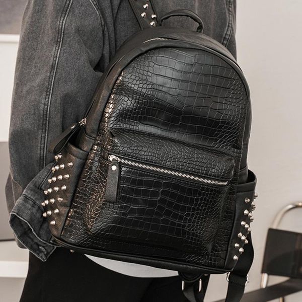backpack alligator pattern rivet men fashion design computer bag student school men's couple travel
backpack alligator pattern rivet men fashion design computer bag student school men's couple travel