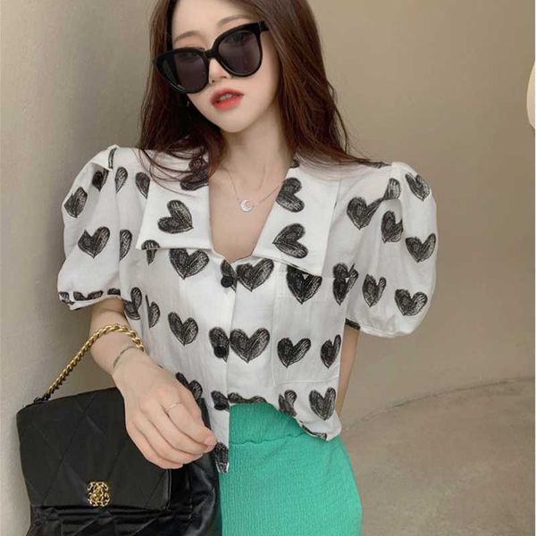 women's blouses & shirts hearts loose v-neck plus size oversized korean fashion summer clothing vintage vetement femme 2021, White
women's blouses & shirts hearts loose v-neck plus size oversized korean fashion summer clothing vintage vetement femme 2021, White